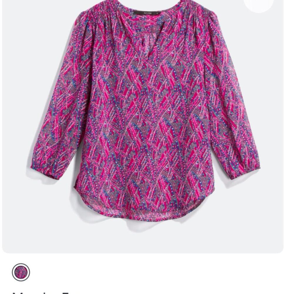 Fun 2 Fun Airy Multi Color Smocked Popover Top Kenmore Split Neck Smocked Yoke